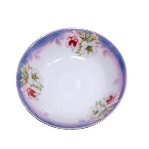Antique German‎ Porcelain Bowl Floral Design Blue Rim